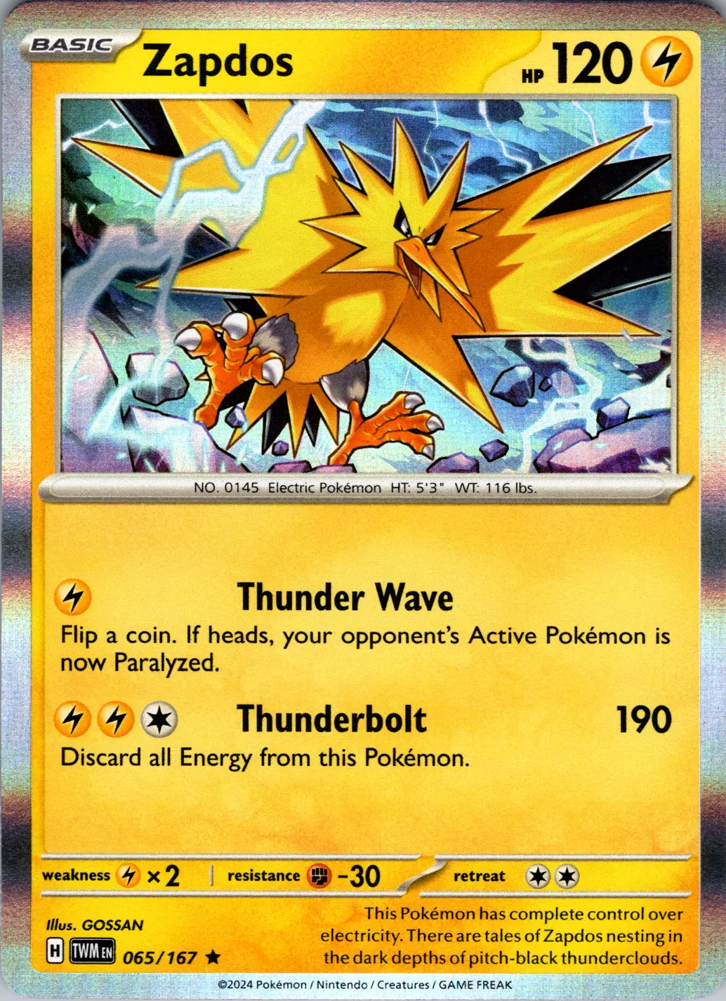 Zapdos (065/167) [Scarlet & Violet: Twilight Masquerade] | Eastridge Sports Cards & Games