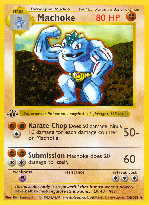 Machoke (34/102) (Shadowless) [Base Set 1st Edition] | Eastridge Sports Cards & Games