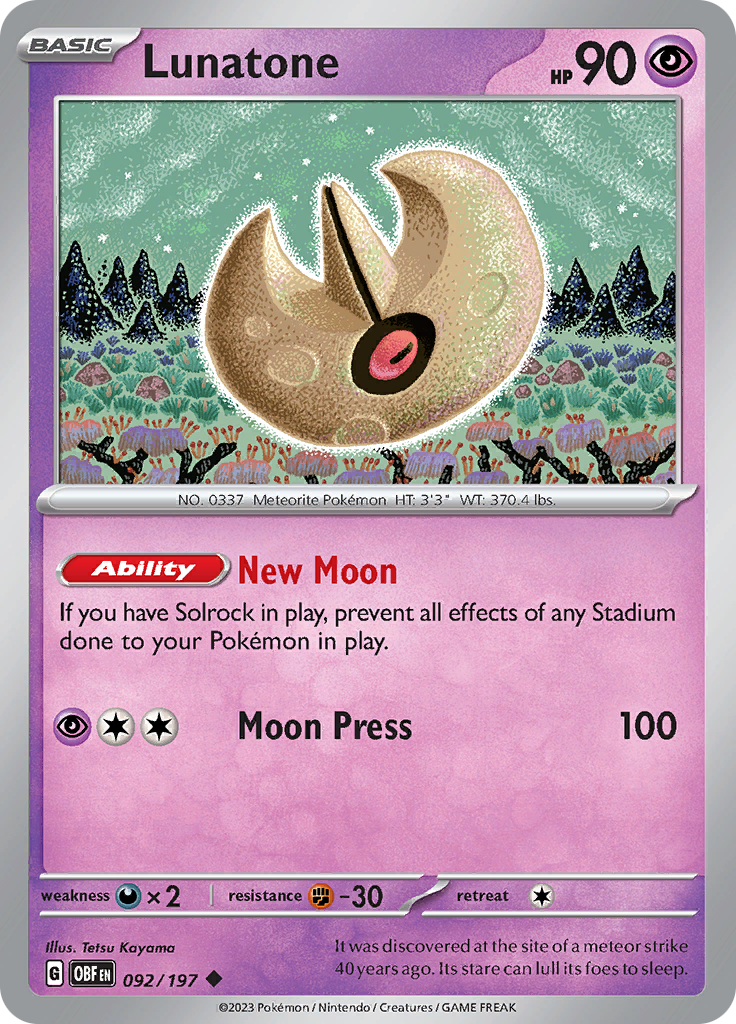 Lunatone (092/197) [Scarlet & Violet: Obsidian Flames] | Eastridge Sports Cards & Games