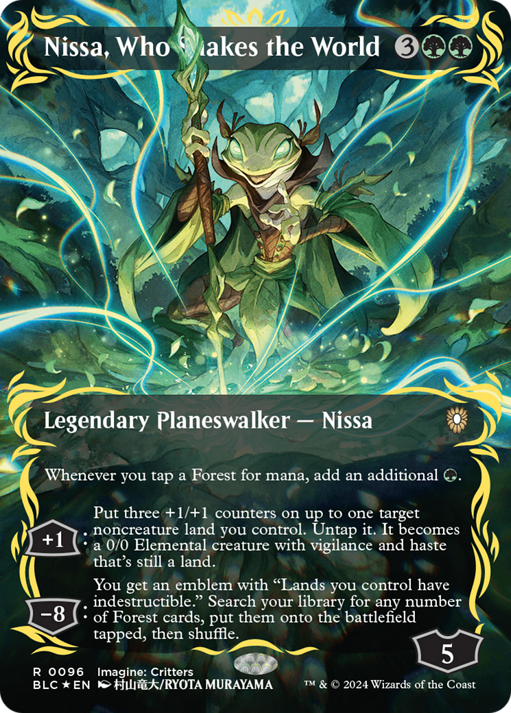 Nissa, Who Shakes the World (Borderless) (Raised Foil) [Bloomburrow Commander] | Eastridge Sports Cards & Games