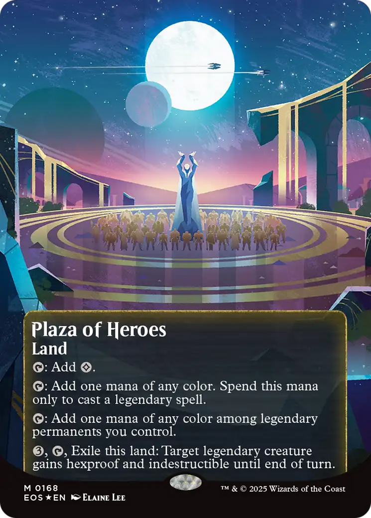 Plaza of Heroes (0168) (Borderless) (Galaxy Foil) [Edge of Eternities: Stellar Sights] | Eastridge Sports Cards & Games