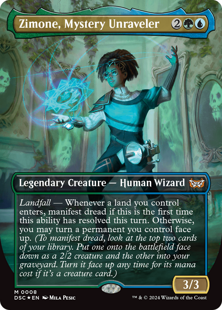 Zimone, Mystery Unraveler (Borderless) [Duskmourn: House of Horror Commander] | Eastridge Sports Cards & Games