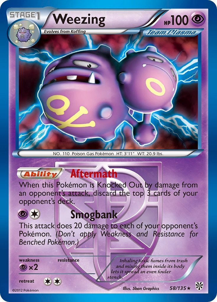 Weezing (58/135) (Theme Deck Exclusive) [Black & White: Plasma Storm] | Eastridge Sports Cards & Games