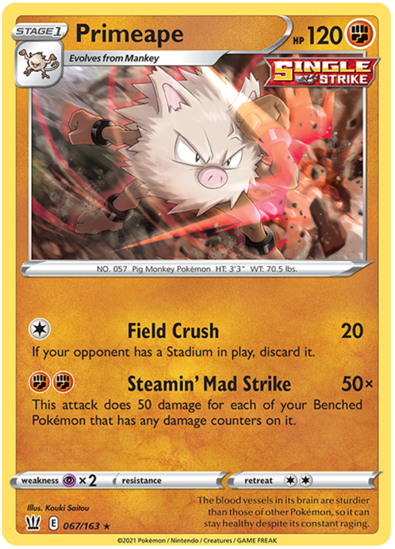 Primeape (067/163) [Sword & Shield: Battle Styles] | Eastridge Sports Cards & Games