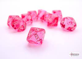 CHESSEX Translucent 10 d10 PINK/White (CHX23284) | Eastridge Sports Cards & Games