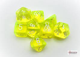 Translucent 7-Die Set Neon Yellow / White - CHX30061 | Eastridge Sports Cards & Games