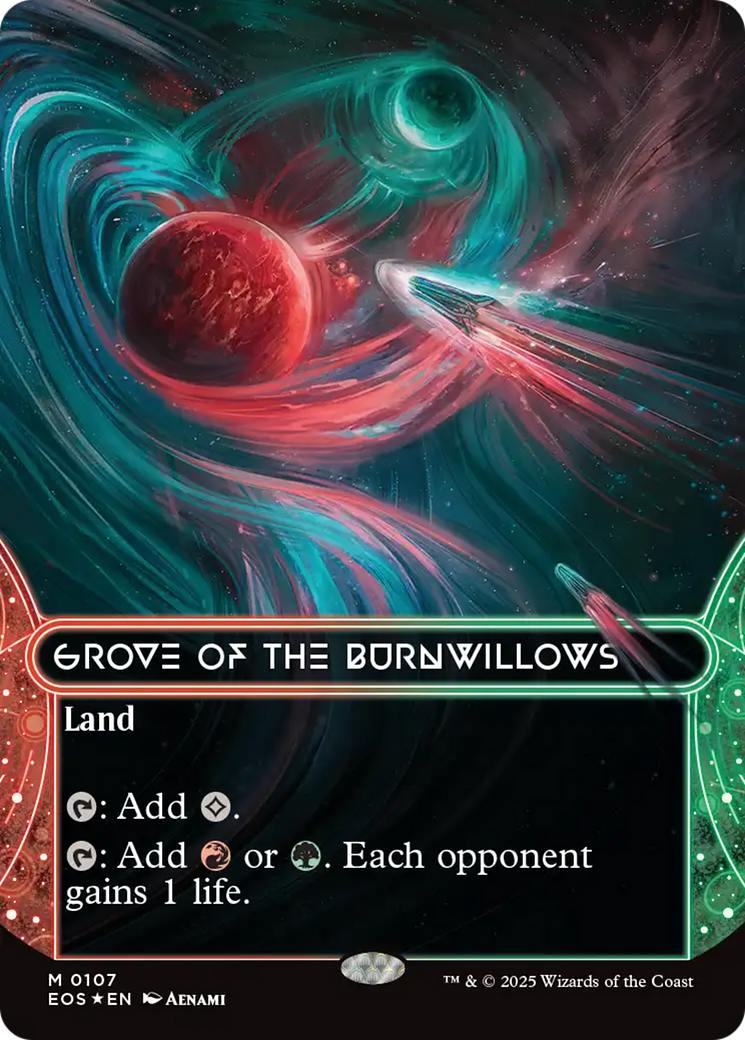 Grove of the Burnwillows (0107) (Borderless) (Galaxy Foil) [Edge of Eternities: Stellar Sights] | Eastridge Sports Cards & Games