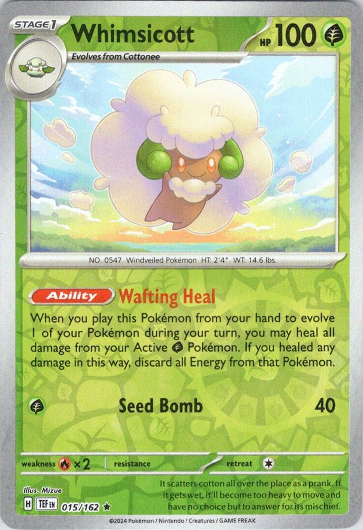 Whimsicott (015/162) [Scarlet & Violet: Temporal Forces] | Eastridge Sports Cards & Games