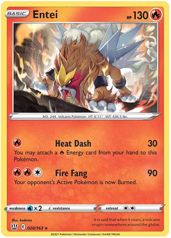 Entei (020/163) [Sword & Shield: Battle Styles] | Eastridge Sports Cards & Games