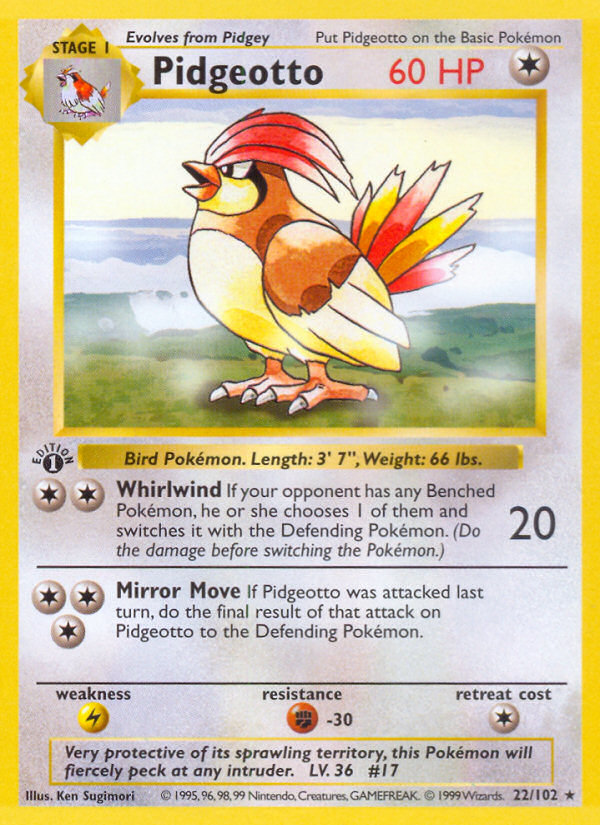 Pidgeotto (22/102) (Shadowless) [Base Set 1st Edition] | Eastridge Sports Cards & Games