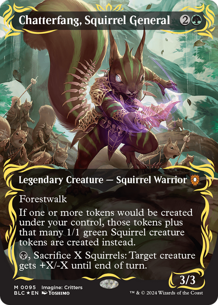 Chatterfang, Squirrel General (Borderless) (Raised Foil) [Bloomburrow Commander] | Eastridge Sports Cards & Games