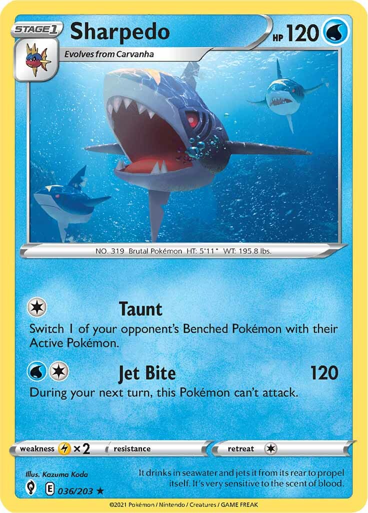 Sharpedo (036/203) [Sword & Shield: Evolving Skies] | Eastridge Sports Cards & Games