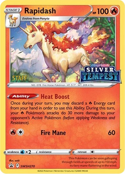 Rapidash (SWSH270) (Prerelease) (Staff) [Sword & Shield: Black Star Promos] | Eastridge Sports Cards & Games