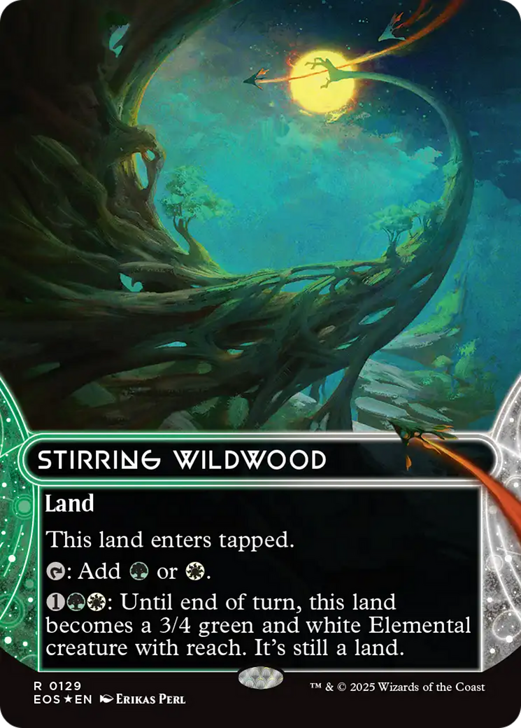 Stirring Wildwood (0129) (Borderless) (Galaxy Foil) [Edge of Eternities: Stellar Sights] | Eastridge Sports Cards & Games