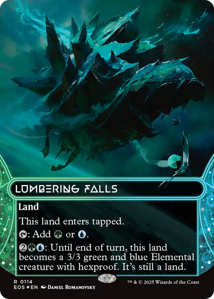 Lumbering Falls (0114) (Borderless) (Galaxy Foil) [Edge of Eternities: Stellar Sights] | Eastridge Sports Cards & Games