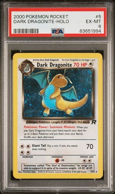 2000 Pokemon Team Rocket Dark Dragonite Holo #5 PSA 6 | Eastridge Sports Cards & Games