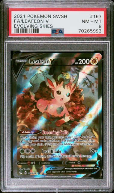 2021 Pokemn Evolving Skies Leafeon V #167 PSA 8 | Eastridge Sports Cards & Games