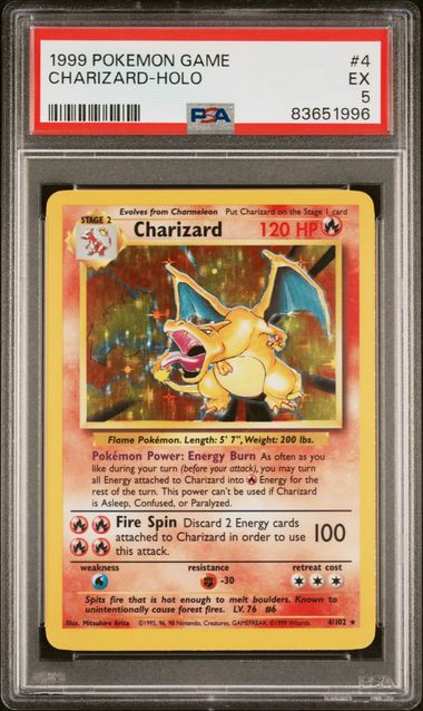 1999 Pokemon Charizard Holo Base Set #4 PSA 5 | Eastridge Sports Cards & Games