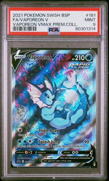 2021 Pokemon SWSH Vaporeon V #181 PSA 9