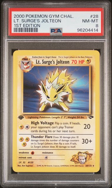 2000 Pokemon Gym Challenge Lt. Surge's Jolteon 1st Edition #28 PSA 8 | Eastridge Sports Cards & Games