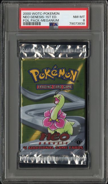 2000 Pokemon Neo Genesis 1st Edition Foil Pack Meganium PSA 8 | Eastridge Sports Cards & Games