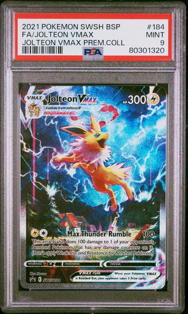 2021 Pokemon SWSH Black Star Jolteon VMax #184 PSA 9