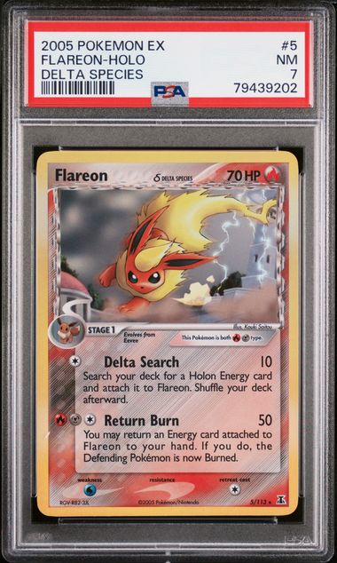 2005 Pokemon EX Delta Species Flareon Holo #5 PSA 7