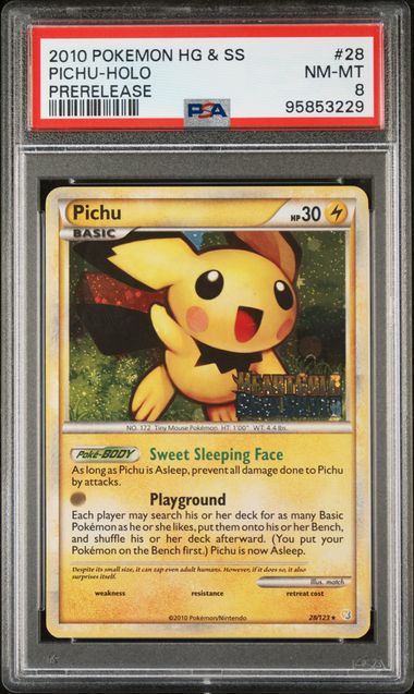 2010 Pokemon Heart Gold & Soul Silver Prerelease Pichu Holo #28 PSA 8 | Eastridge Sports Cards & Games