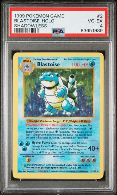 1999 Pokemon Shadowless Base Set Blastoise Holo #2 PSA 4 | Eastridge Sports Cards & Games