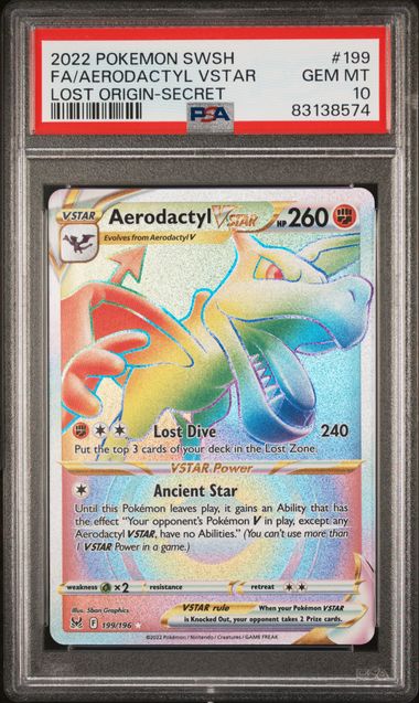 2022 Pokemon SWSH Full Art Aerodactyl VStar #199 PSA 10