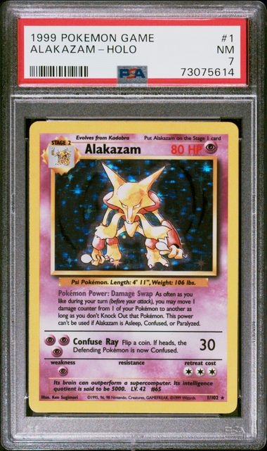 1999 Pokemon Base Set Unlimited Alakazam Holo #1 PSA 7 | Eastridge Sports Cards & Games