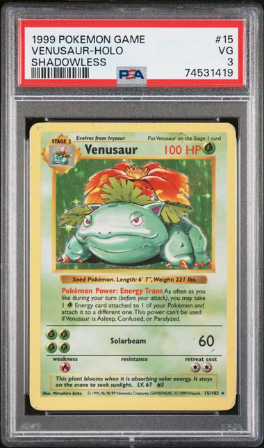 1999 Pokemon Venusaur Holo Shadowless #15 PSA 3 | Eastridge Sports Cards & Games