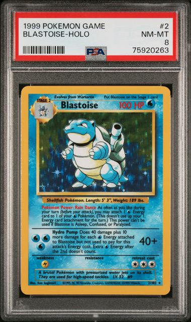 1999 Pokemon Blastoise Holo Unlimited #2 PSA 8 | Eastridge Sports Cards & Games