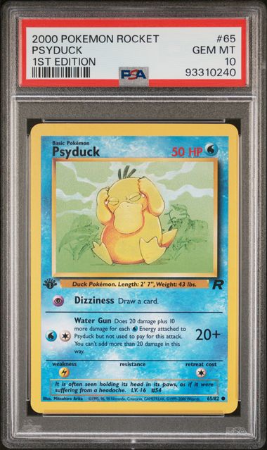 2000 Pokemon Rocket 1st Edition Psyduck #65 PSA 10 | Eastridge Sports Cards & Games