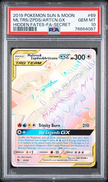 2019 Pokemon Hidden Fates Moltres & Zapdos & Articuno GX #69 PSA 10 | Eastridge Sports Cards & Games