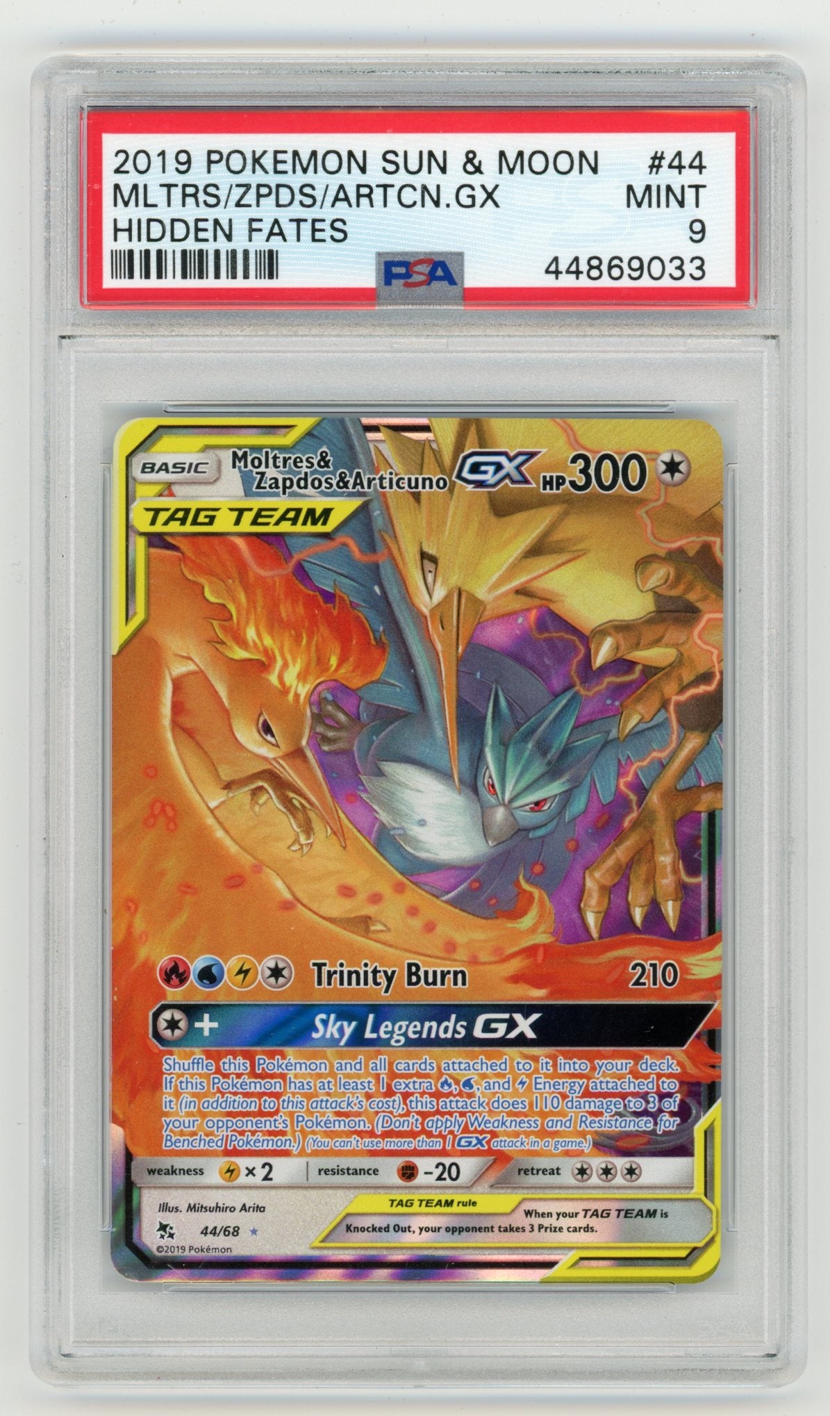 2019 Pokemon Hidden Fates #44 Moltres & Zapdos & Articuno GX PSA 9 | Eastridge Sports Cards & Games