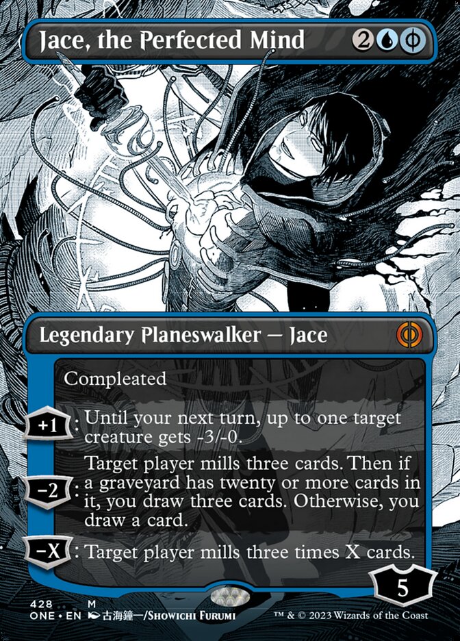 Jace, the Perfected Mind (Borderless Manga Step-and-Compleat Foil) [Phyrexia: All Will Be One] | Eastridge Sports Cards & Games