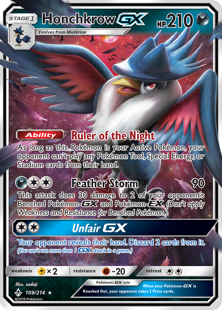 Honchkrow GX (109/214) [Sun & Moon: Unbroken Bonds] | Eastridge Sports Cards & Games