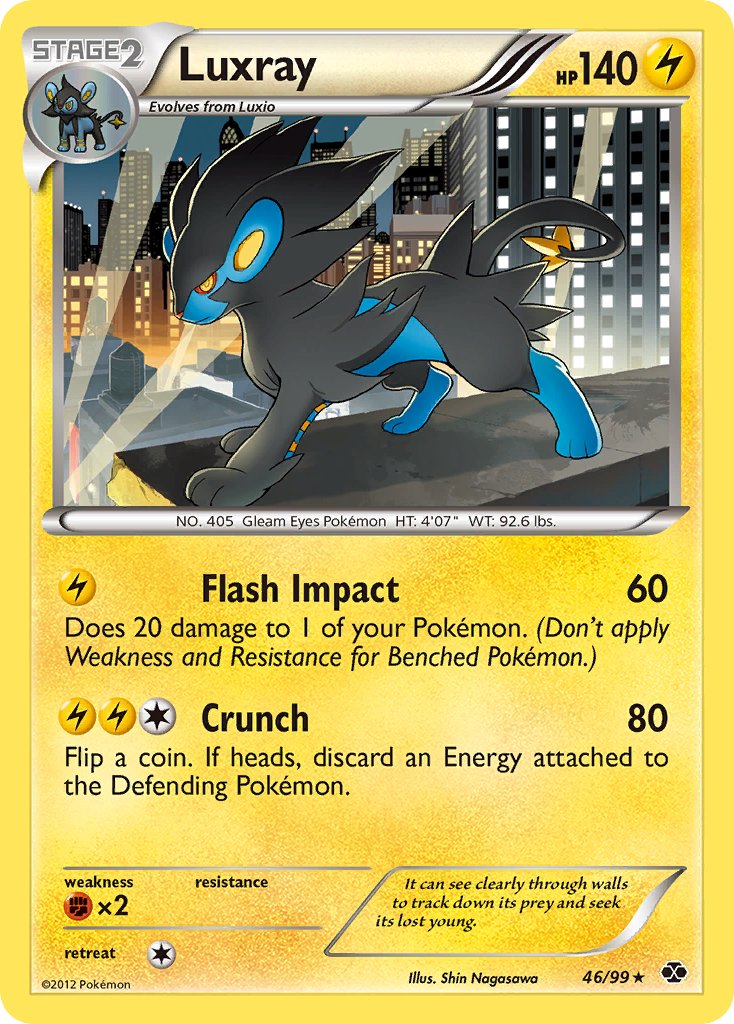 Luxray (46/99) (Cracked Ice Holo) (Blister Exclusive) [Black & White: Next Destinies] | Eastridge Sports Cards & Games