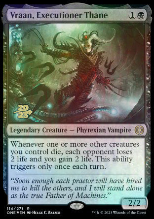 Vraan, Executioner Thane [Phyrexia: All Will Be One Prerelease Promos] | Eastridge Sports Cards & Games