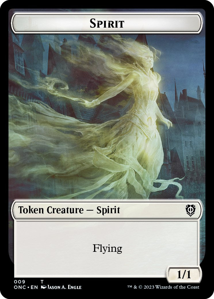 Human // Spirit Double-Sided Token [Phyrexia: All Will Be One Commander Tokens] | Eastridge Sports Cards & Games