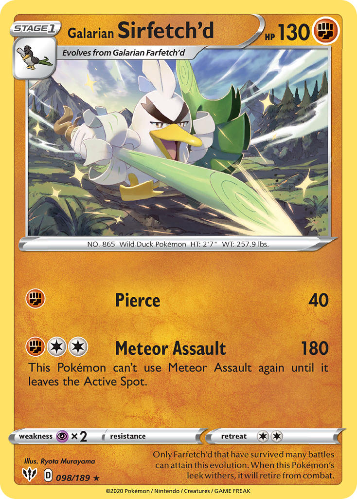 Galarian Sirfetch'd (098/189) (Cracked Ice holo) (Theme Deck Exclusive) [Sword & Shield: Darkness Ablaze] | Eastridge Sports Cards & Games