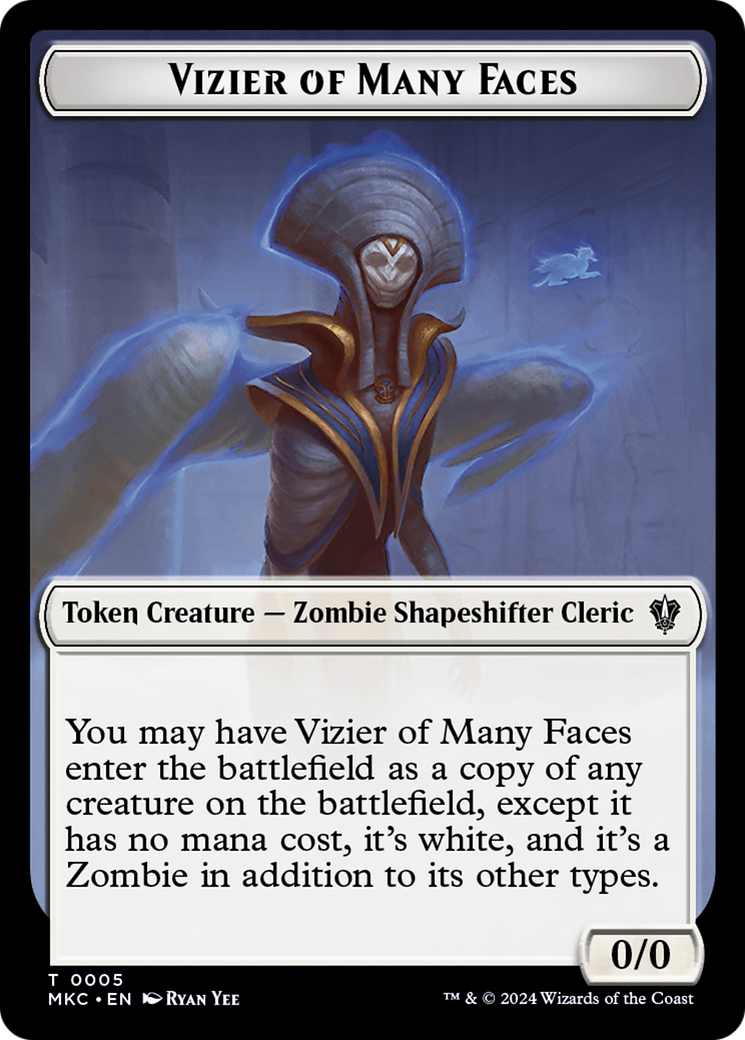 Vizier of Many Faces // Zombie Double-Sided Token [Murders at Karlov Manor Commander Tokens] | Eastridge Sports Cards & Games