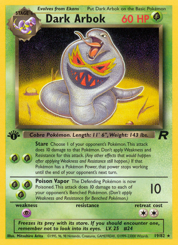 Dark Arbok (19/82) [Team Rocket 1st Edition] | Eastridge Sports Cards & Games