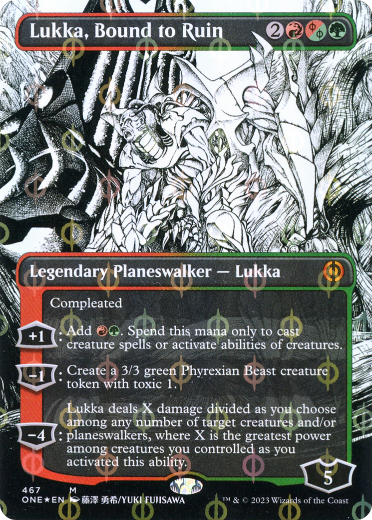 Lukka, Bound to Ruin (Borderless Manga Step-and-Compleat Foil) [Phyrexia: All Will Be One] | Eastridge Sports Cards & Games