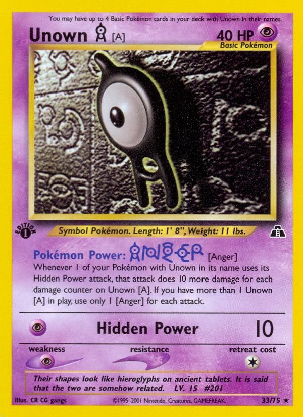Unown [A] (33/75) [Neo Discovery 1st Edition] | Eastridge Sports Cards & Games