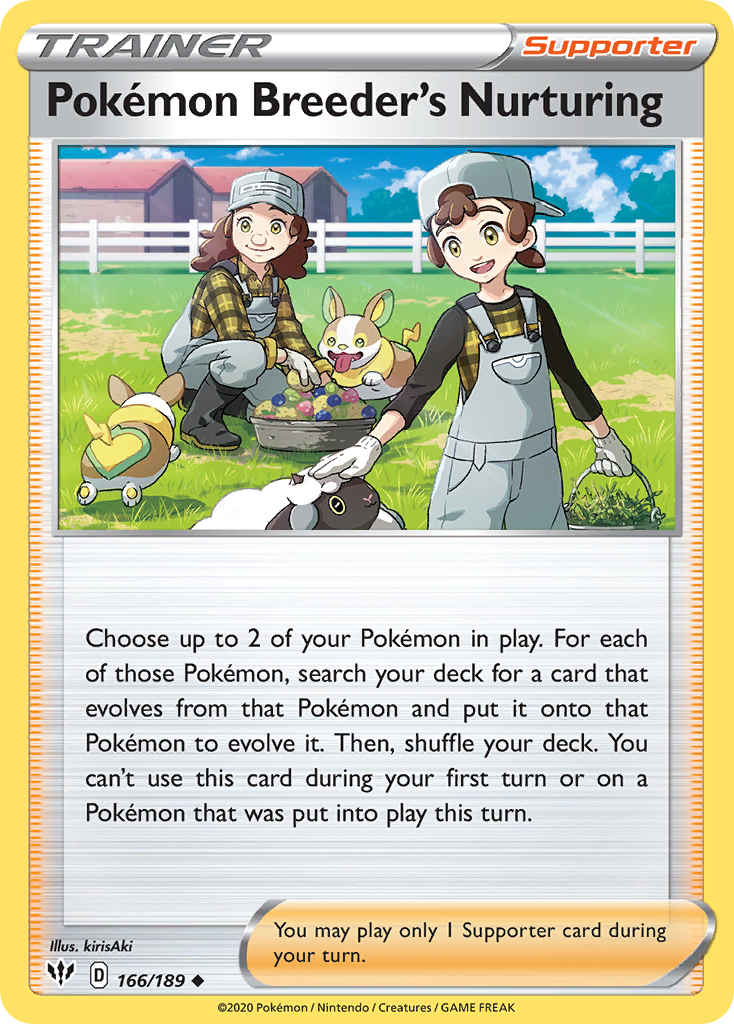 Pokemon Breeder's Nurturing (166/189) [Sword & Shield: Darkness Ablaze] | Eastridge Sports Cards & Games