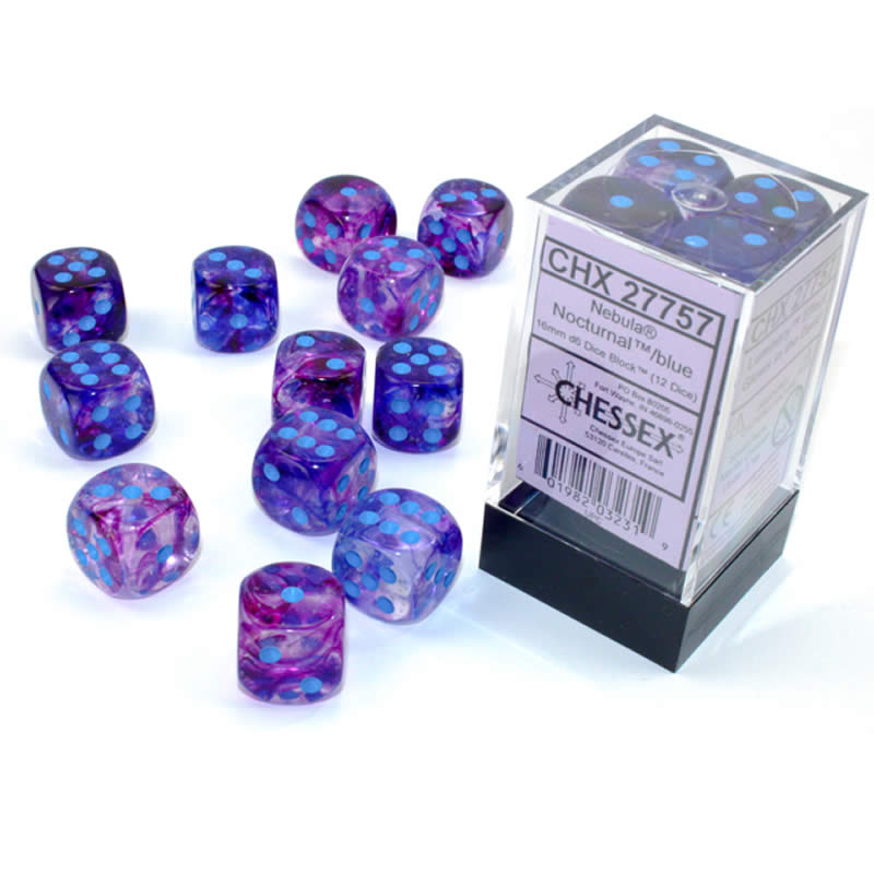 CHESSEX Nebula 12D6 Nocturnal / Blue 16MM (CHX27757) | Eastridge Sports Cards & Games