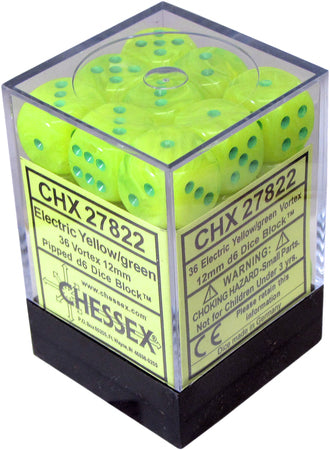 CHESSEX VORTEX 36D6 ELECTRIC YELLOW/GREEN 12MM (CHX27822) | Eastridge Sports Cards & Games
