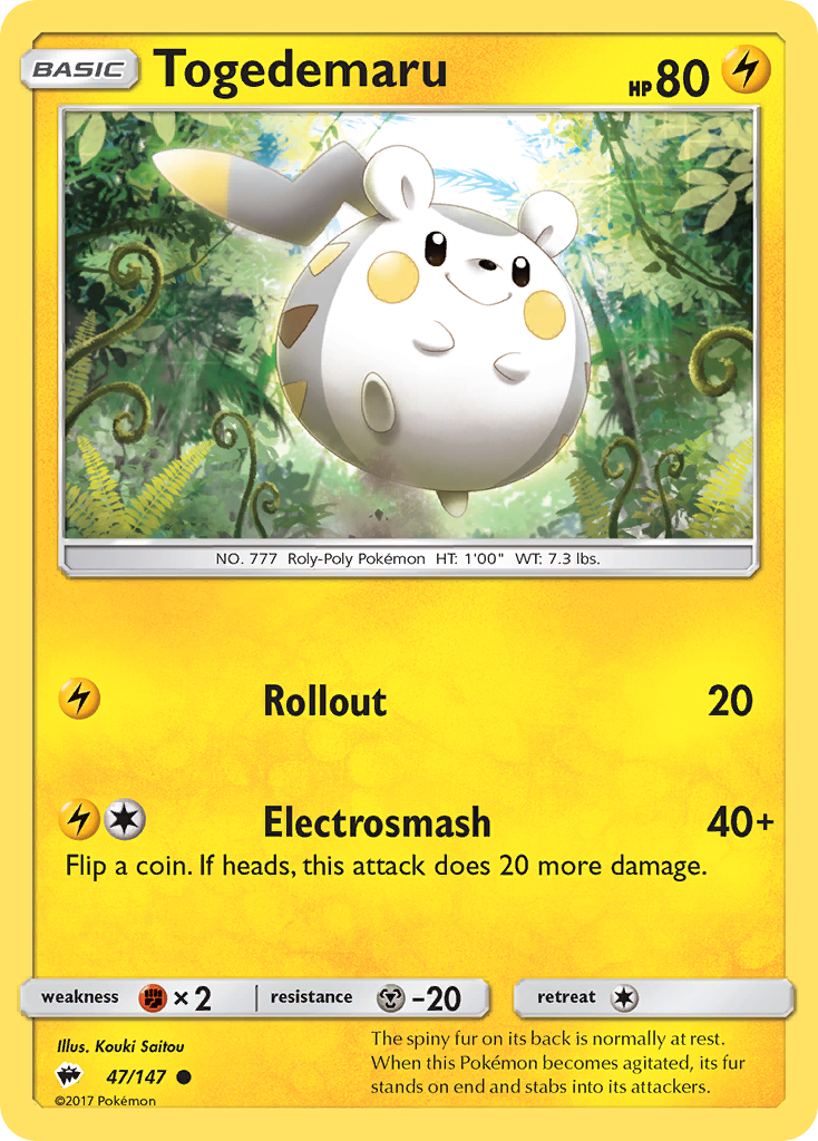 Togedemaru (47/147) [Sun & Moon: Burning Shadows] | Eastridge Sports Cards & Games